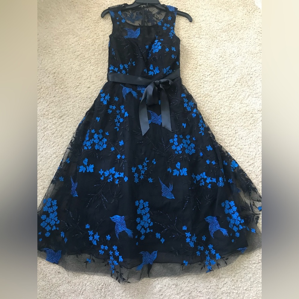 NWT Teri Jon Sleeveless Bird Appliqué Dress 4